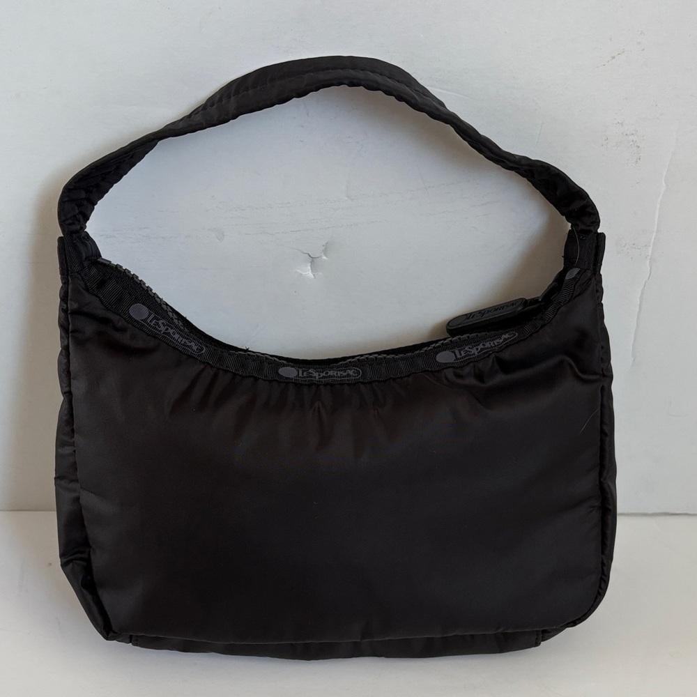 LeSportSac black mini hobo style bag zip closure clean interior interior pockets